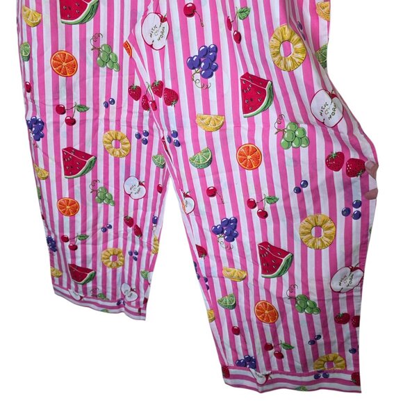 Vintage Nick & Nora Sleepwear Fruits 2 Piece Pajama Set Womens XXL Pink - Picture 4 of 11